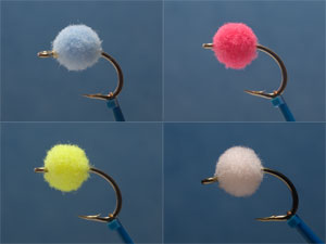 Egg fly, baby blue, cerise chartreuse, and cream image link.